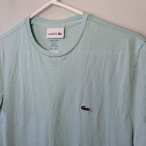 LACOSTE Women Tee Shirt Regular Fit Size M 100% Pima Cotton Made In Peru Green